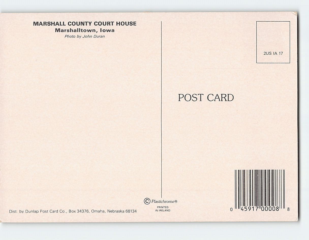 Postcard Marshall County Courthouse Marshalltown Iowa USA