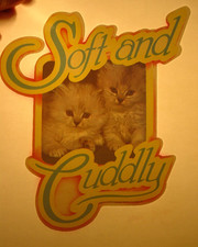 SOFT AND CUDDLY VINTAGE 1970's CUTE KITTIES IRON ON TRANSFER -NICE, B-26