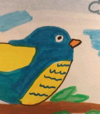 Bird Art ORIGINAL Painting Whimsical Mixed Media 6x6 Inch Animals HomeDecor 