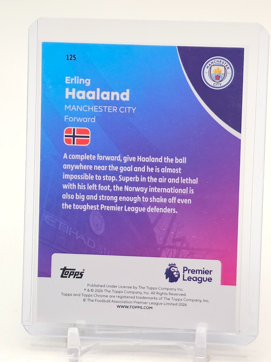 ERLING HAALAND 2026-27 TOPPS CHROME SOCCER BLUE /150 #125 MANCHESTER CITY Q7656 view 2