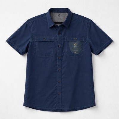 ARROW PERFORMANCE Mens Big Tall Short Sleeve Blue Cool Fast Button Up Shirt XLT