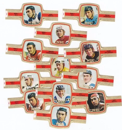12 Small Cigar Bands NIC Bicyclists Set 3 Cycling Theme Vintage