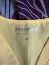 Mandala Yellow Women  s Medical Scrubs Set XS  S Solid Pattern