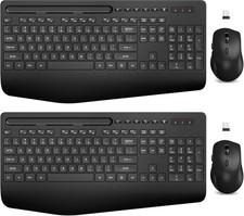 SABLUTE Wireless Keyboard and Mouse, Wrist Rest, Phone Holder, 2.4G Lag-Free ...