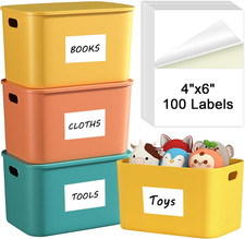 4X6 Inch Removable Labels 100 Pcs, Water/Oil/Tear Resistants No Residue for Home