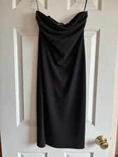 Express Women’s Strapless Beaded Dress Midi Y2K Little Black Dress Size 1/2