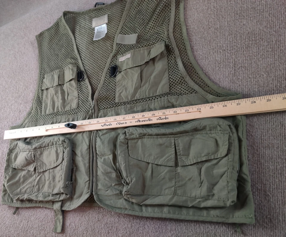 Sports Afield Fishing Vest Mens XL/2XL 46-50 Nylon Olive Zip Hunt Fish Outdoor - Image 2 of 4