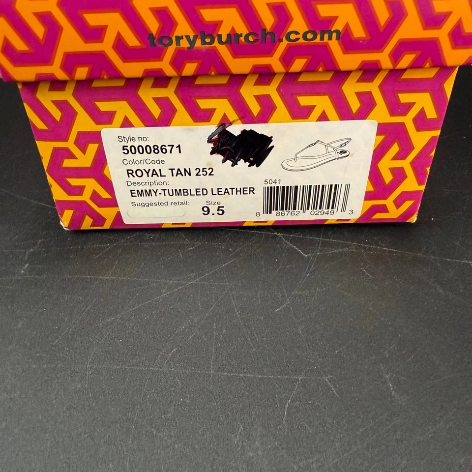 Sandalias de tanga Tory Burch Emmy de cuero tostado real para mujer talla 9,5 Foto 2 de 4