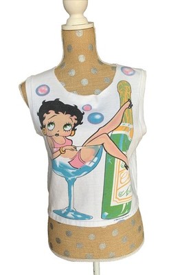 Vintage Betty Boop Shirt Tank Top Womens Terry Cloth Small Muscle Tee Y2K