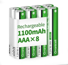 AAA Batteries 8-pack, 1100 mAh High Capacity Rechargeable Battery, 1300 cycles, 16.28 per battery