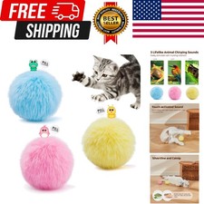 Chirping Cat Toys Balls with SilverVine Catnip, Upgraded, 3 Pack Fluffy Inter...