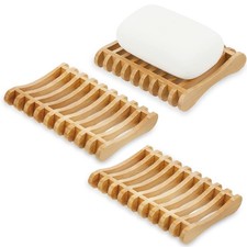 3 Pcs Soap Dish for Shower Draining Slotted Bar Soap Holder Wooden Tray for S...