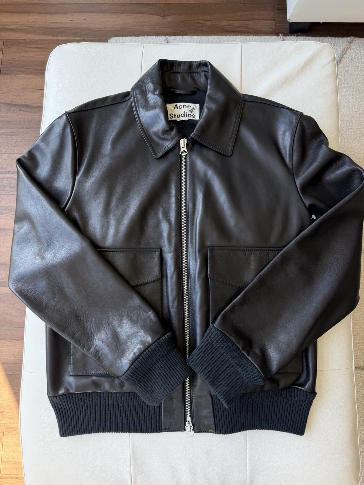 $2200 Acne Studios Men’s Leather Aviator Blouson Bomber Jacket Black EU 50 US 40