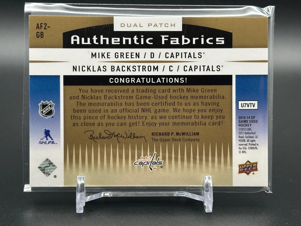 2011-12 SP Game Used #AF2-GB Backstrom / Green /25 MEM Washington Capitals - Image 2 of 2