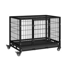 PawHut 36" Heavy Duty Dog Crate, Indestructible Dog Cage Kennel with Removabl...