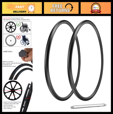 Universal Flat-Free Wheelchair Rear Wheel Replacement Tire 24''x1'' - 1 Pair with