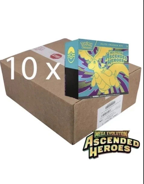BIG SALE - Pokemon TCG Ascended Heroes ETB Case of 10 Sealed Elite Trainer Box