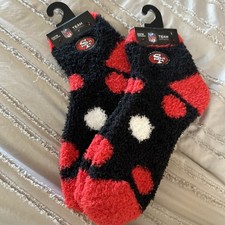 NWT 2 Pairs San Francisco 49ers NFL Unisex Fuzzy Slipper Socks - OSFM