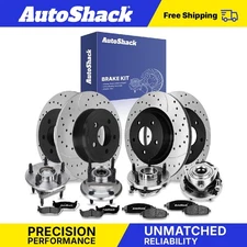 Front Rear Drilled Slotted Brake Rotor Pad Wheel Hub Kit for Jeep Grand Cherokee