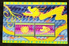 *FREE SHIP Solomon Islands Year Of The Dragon 2000 Lunar Chinese Zodiac (ms) MNH