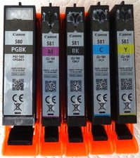 5 Original Canon-Druckerpatronen (leer) PGI-580PGBK, CLI-581C/M/Y/BK.