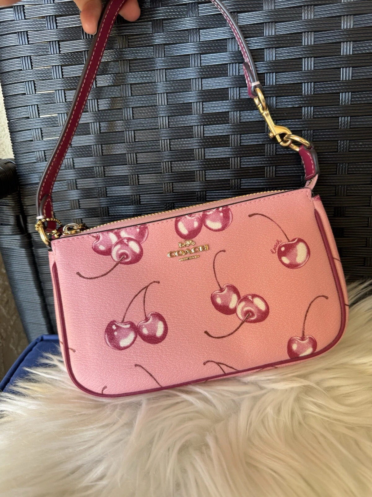 COACH Carrozza Nolita 19 nuova con etichetta con stampa ciliegia CR827 (spedizione veloce)