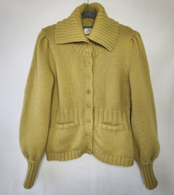 Nicole Farhi Woman's Lambswool Cashmere Mustard Cardigan Size L