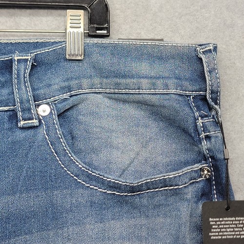True Religion Mens 42×32 (Actual 44×31) Rocco Big T Flap Relaxed Skinny Jeans - Picture 6 of 23