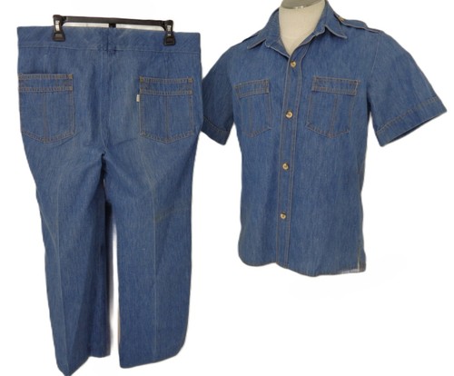 Rare 70s Denim Shirt & Pants Levi’s Panatela Blue Women’s L/XL - Picture 12 of 22