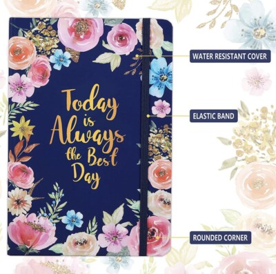 Soft Touch Hardcover Notebook Journal Thick Paper Notes Blue Flowers 8.35 x 5.8