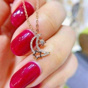 Authentic 2Ct Round Cut Moissanite Adorable Moon Star Charm Pendant 14k Yellow Gold Plated