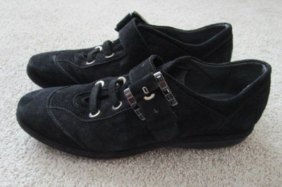 black suede walking shoes