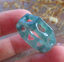 Video Certified Icy Green Natural A JADE Jadeite Heart RING USA. 9.75    681797
