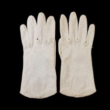 Vintage 60s Beaded Elegant White Gloves Size S NWOT