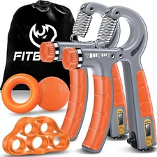 	FitBeast Grip Strength Trainer Kit Adjustable Resistance 2 Hand Grippers with	