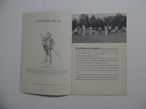 1935 The Archers Company Archery Catalog Bow Arrows Targets Bristol CT Vintage - 第 2/6 張圖片