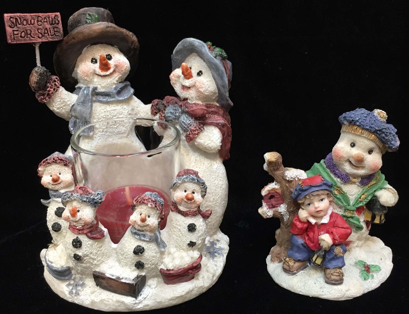 Snowmen Votive Candler Holder Home Interiors Snowman Figurine Resin Lot