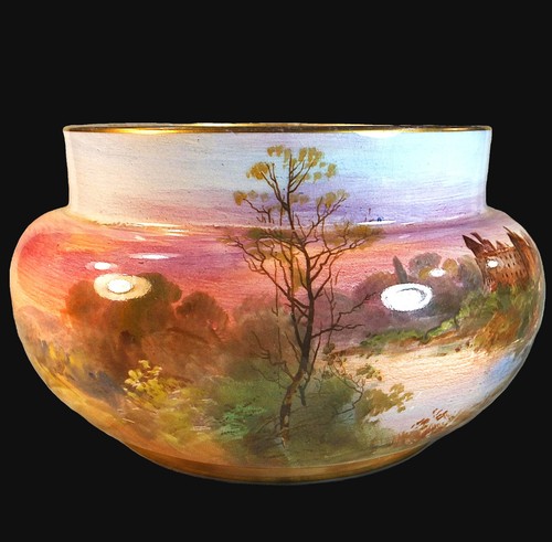 HERVORRAGENDE ROYAL DOULTON HANDBEMALTE & SIGNIERTE VASE MIT DARSTELLUNG LINITHGOW CASTLE - Bild 10 von 13
