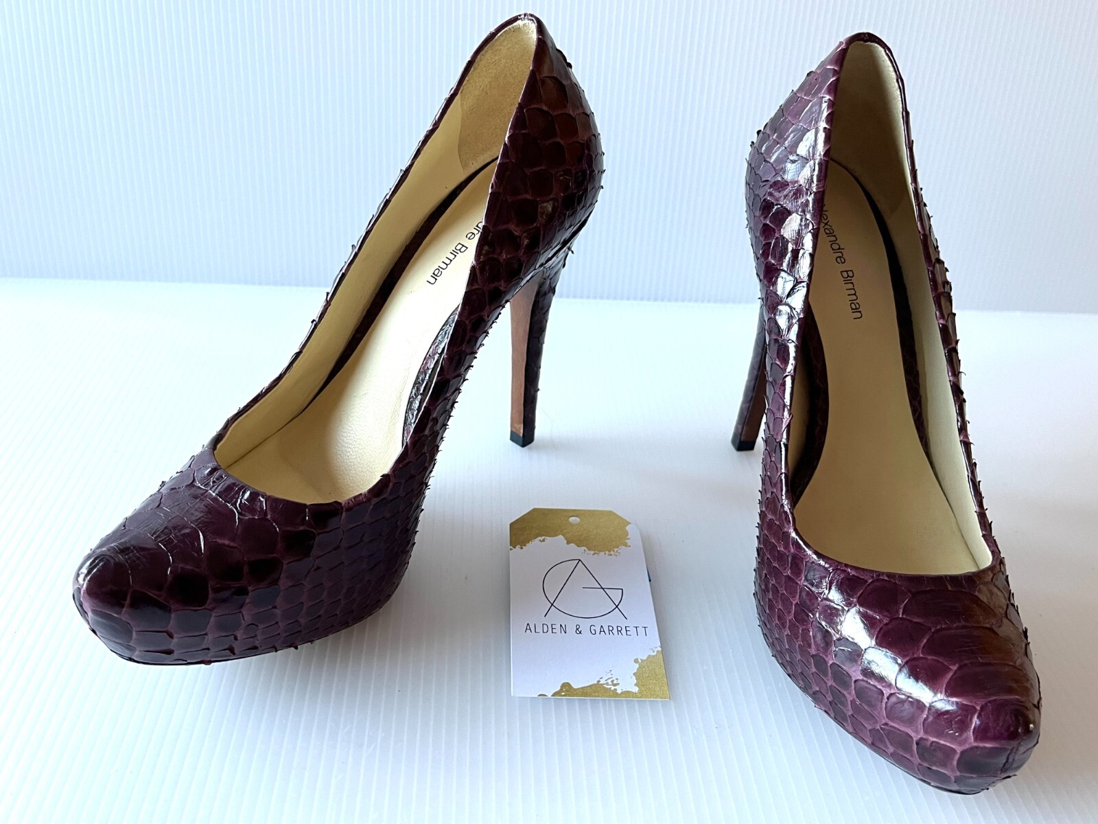 Alexandre Birman Purple Python Pump Heels, Size 7… - image 2