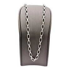 18ct 18K White Gold Italian Hexagonal Cable Chain Necklace 25.65 Grams 60cm. New