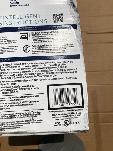 Abridor de puerta de garaje inteligente C2405 MYQ, transmisión por cadena, motor de 1/2 HP, doble luz - Q... - Imagen 5 de 7