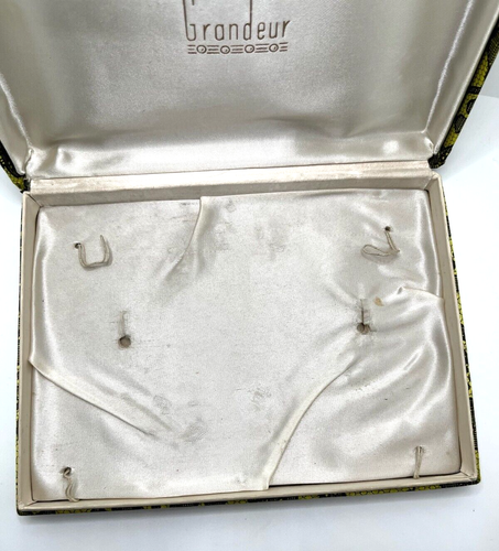 *VINTAGE* Confezione Presentazione Collana Floreale Pizzo Nero Tessuto Verde Lime - Foto 4 di 7