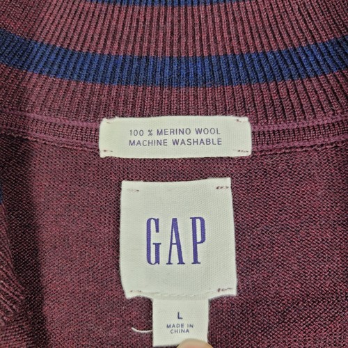 Gap Extra Fine Merino Wool 1/4 Zip Mock Neck Maroon Red Long Sleeve Sweater L - Picture 3 of 7