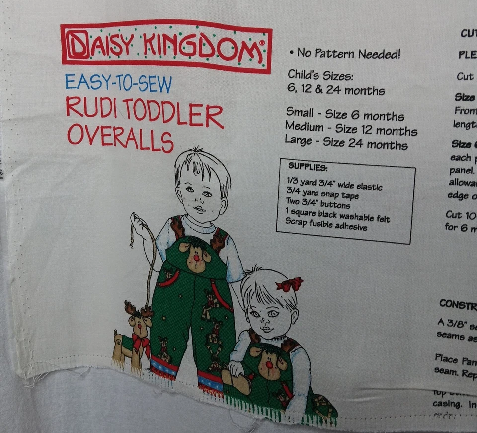 Panel de tela Daisy Kingdom Rudi mono de reno para niños pequeños panel de mameluco 6-24 Mos Foto 2 de 4