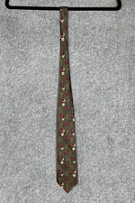 Sinsabang Pure Silk Elephant Palm Tree Floral Mens Pointed Neck Tie