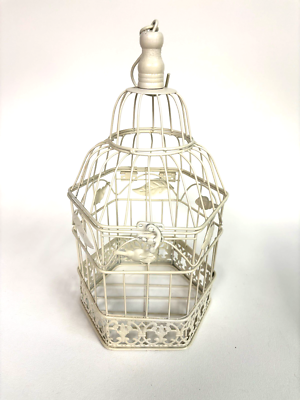 #ad White Metal Decorative Bird Cag with Hook to Hang $17.95