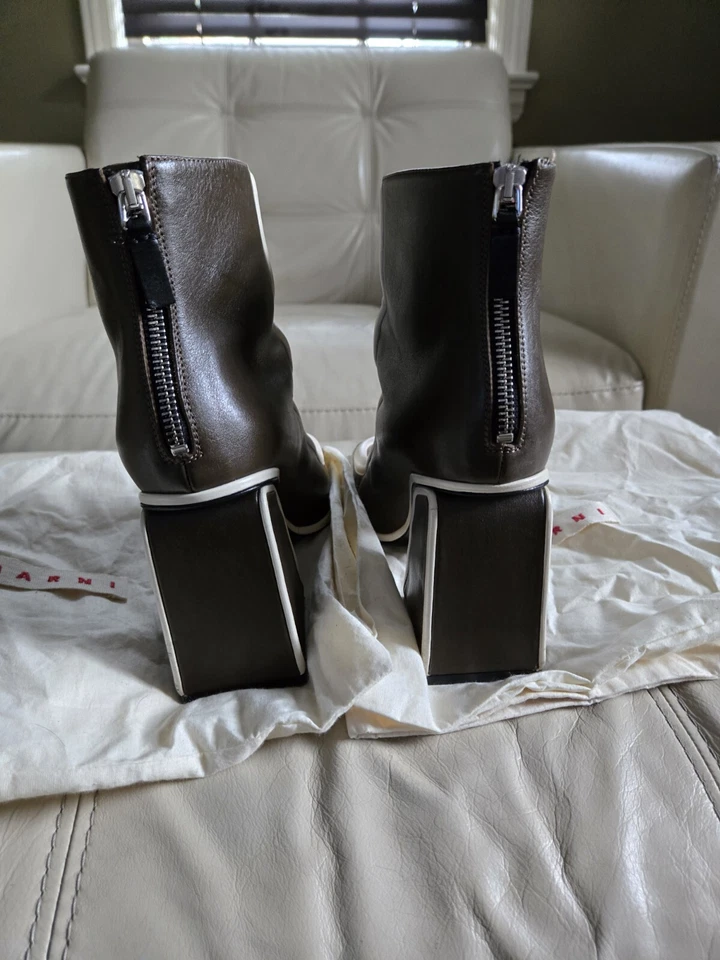 Botines de cuero marrón Marni talla 38 europeos Foto 4 de 4