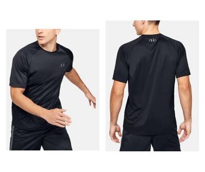 Under Armour Men HeatGea UA Velocity T-Shirt Black Tee Size Medium M 1327965 001