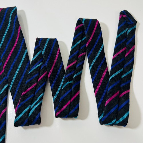 Atlas Design Sweden Black,Blue,Pink Striped 100% Wool Tie 57x2.75” Slim NWOT New - Picture 6 of 9
