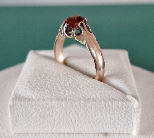 Antiker Vintage Ring orange Stein massiv Gold Damen Herren Größe P 7 1/2 Geschenk - Bild 4 von 5